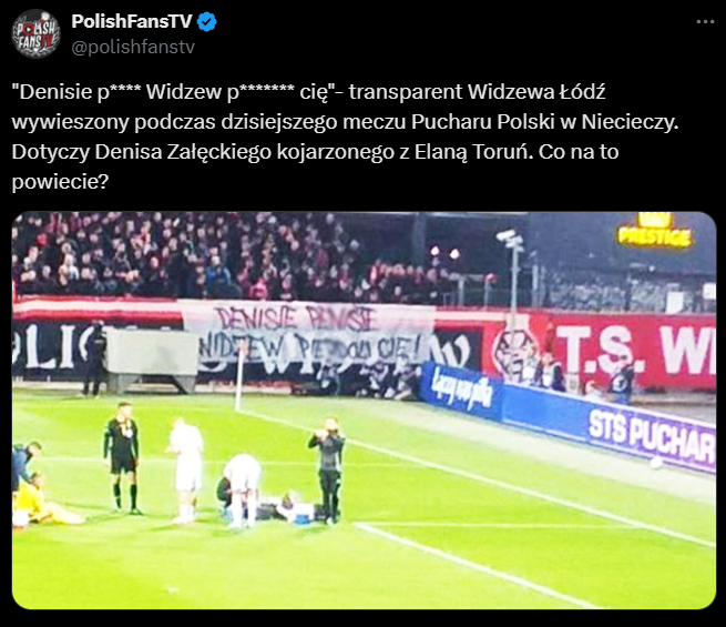 HIT! Denis Załęcki dostał TRANSPARENT od kibiców Widzewa xD